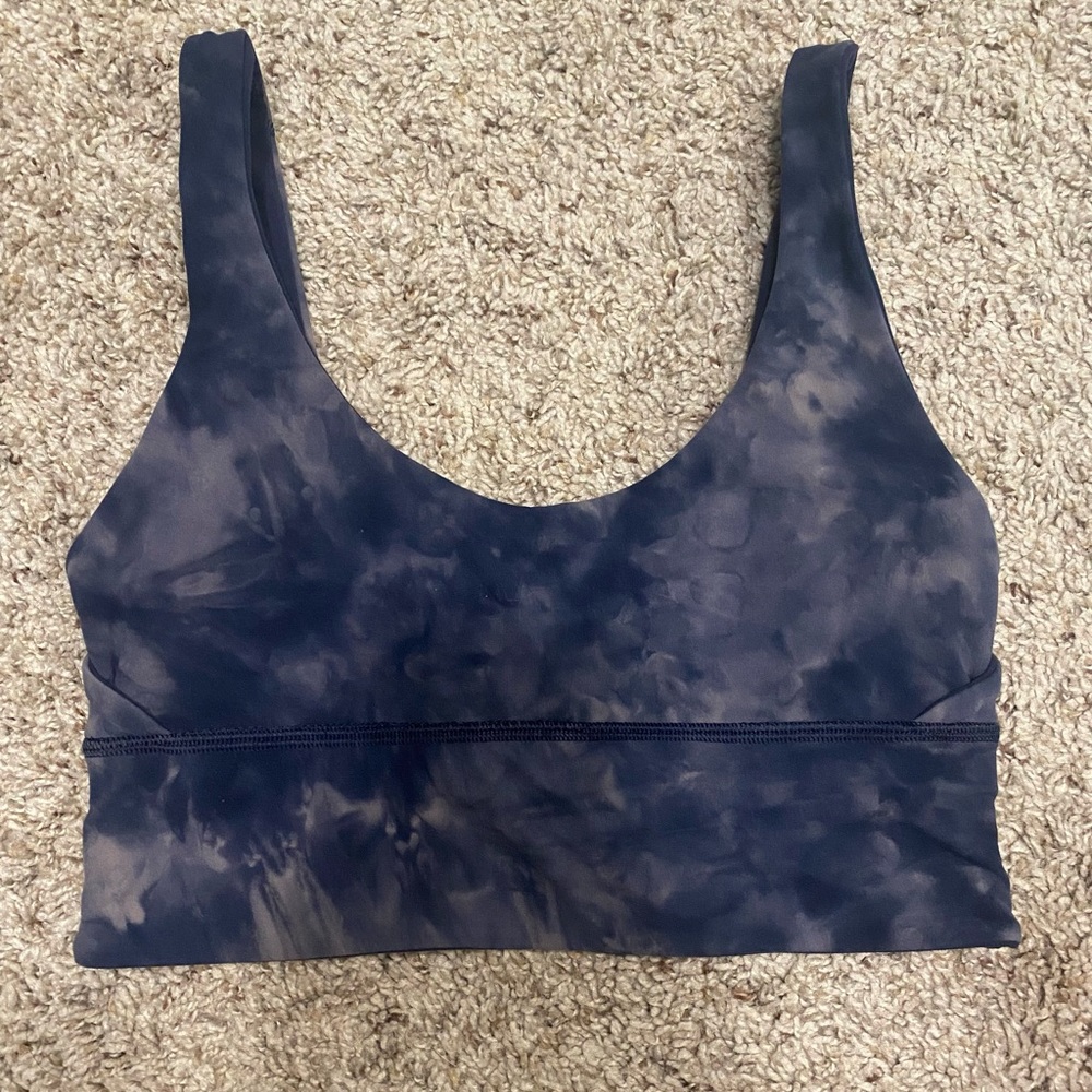 Lululemon align reversible bra in diamond dye true navy/lunar rock - size 4